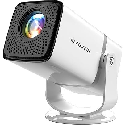 E GATE Atom 3X Projector 4k Ultra HD Full HD 1080p Native Automatic Home Projector for Room | 300 ISO | Rotatable Design | Android Netflix Prime | ARC-HDMI USB WiFi-6 BT Screen Mirroring Egate